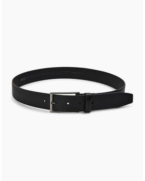 BOSS Leather Belt With Metal Buckle - Black