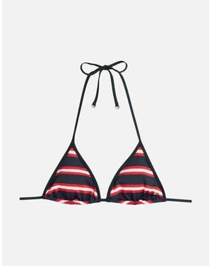 Tommy Hilfiger Th Texture Triangle Bikini Top, New Preppy Stripe - White