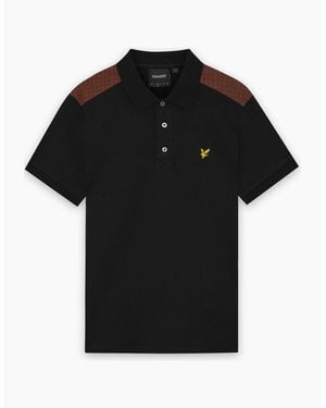 Lyle & Scott Lyle & Scott Check Panelled Polo Shirt Jet - Black