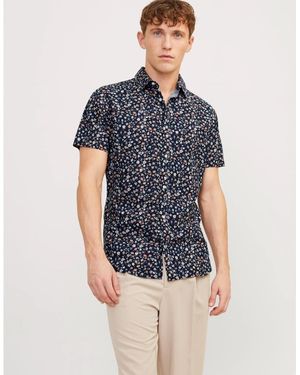 Jack & Jones Regular Fit Short Sleeve Print Shirt - Blue