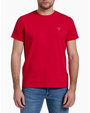 GANT Regular Fit Short Sleeve Shield Logo T-Shirt - Red