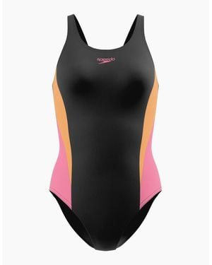 Speedo Ladies Splice 2.0 Colour Block One Piece Swimsuit - Black