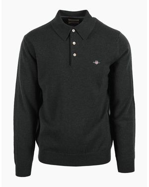 GANT Superfine Lambswool Polo Dark Moss - Black