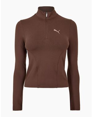 PUMA Reg Length Half Zip Fleece - Brown