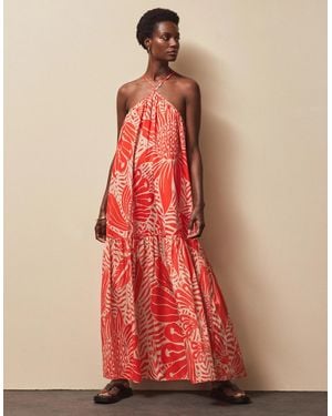 Ro&zo Floral Halterneck Dress - Red
