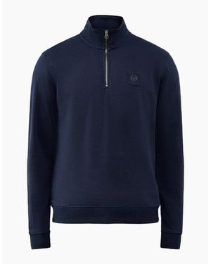 Belstaff Curator Quarter Zip Sweatshirt Dark Ink - Blue