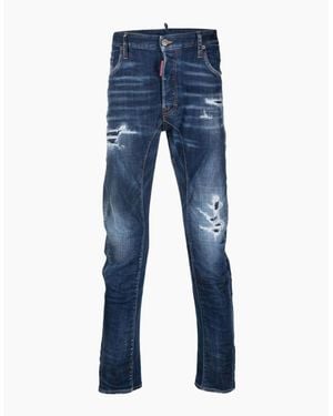 DSquared² Tikdy Biker Jean Worn Reinforced Wash Jeans - Blue