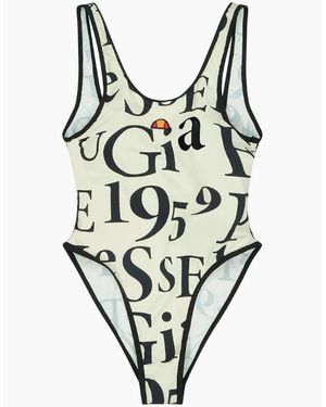 Ellesse Nives Body Lettering Graphic Swimsuit - Natural