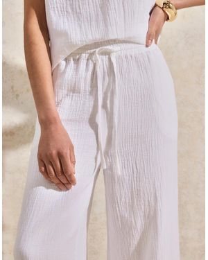 Ro&zo Cheesecloth Wide-Leg Trousers - White