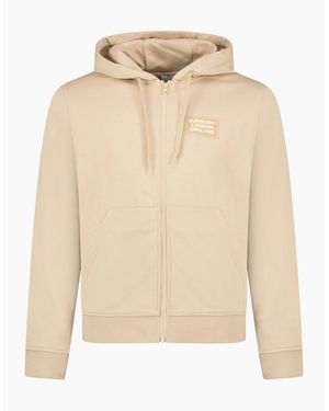 Burberry 'Keira' Logo Hoodie Zip Sweatshirt - Natural