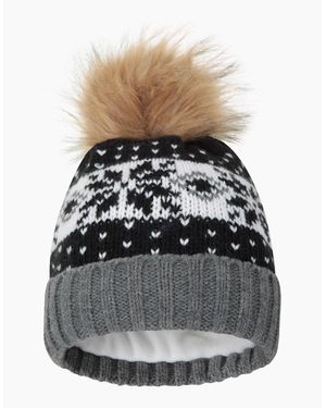 Mountain Warehouse Ladies Fair Isle Pom Pom Beanie - Grey