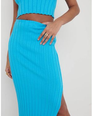 Pretty Lavish Auden Rib Knit Skirt - Blue