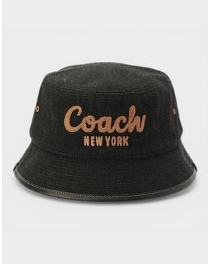 COACH Embroidered Denim Bucket Hat - Black