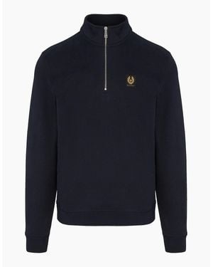 Belstaff Patch Logo 1/4 Zip Sweatshirt - Blue