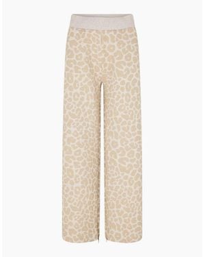 BOSS Leopard Patterned Wide Leg Joggers - Natural