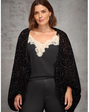 Live Unlimited London Burnout Velvet Kimono Jacket - Black