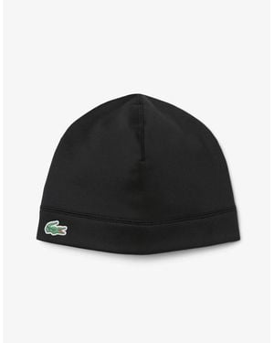 Lacoste Sport Polar Fleece Reflective Crocodile Beanie - Black