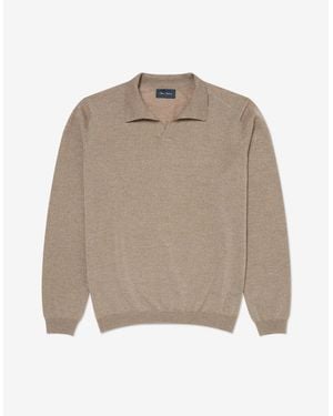 Oliver Sweeney Merino Wool Buttonless Polo - Natural