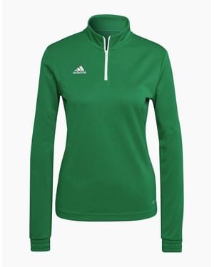 adidas Zip Neck Funnel Neck Long Sleeve Sweatshirt - Green