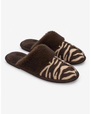 Totes Isotoner Animal Print Mule Slipper Mules - Brown