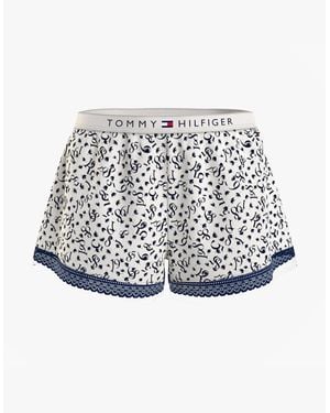 Tommy Hilfiger Woven Short Print Shorts Feather Print Ecru - White