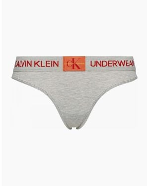 Calvin Klein Monogram Thong, Heather - White