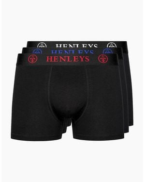 Henleys Trilock Boxer Shorts 3Pk - Black