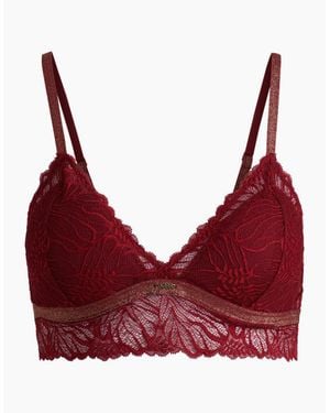 BOSS Bianca Lace Triangle Bra, Burgundy - Red