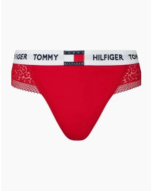Tommy Hilfiger Heritage Logo Lace Thong - Red