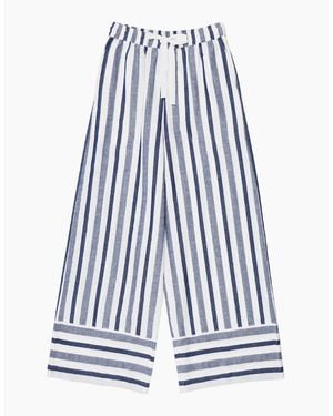 Ro&zo Petite Stripe Linen Blend Trousers - Blue