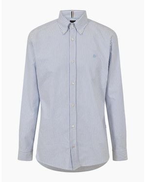 BOSS Collared Neck Button Down Long Sleeve Shirt - Blue