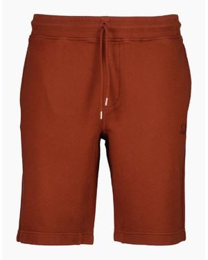 C.P. Company Cotton Diagonal Fleece Resist Dyed Logo Bermudas - Red