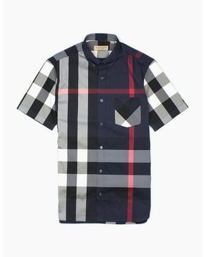Burberry Short Sleeve Check Shirt - Blue