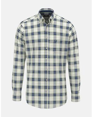 Fynch-Hatton Washed Oxford Check Shirt Harbour - Blue