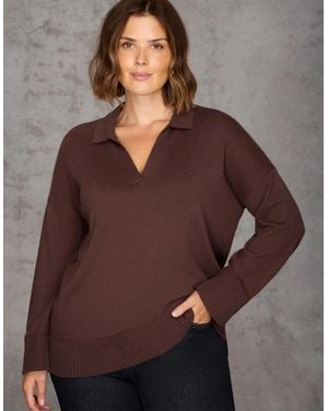 Live Unlimited London Chocolate Polo Knit Jumper - Brown