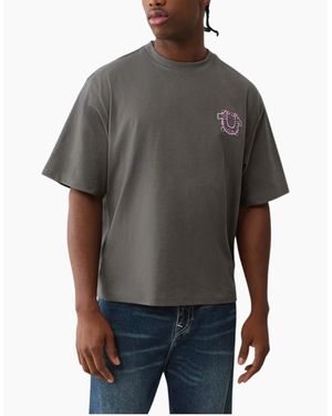 TRUE RELIGION Oversized T Shirts Drop Shoulder Tee - Grey