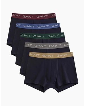 GANT 5-Pack Classic Logo Boxer Trunks, W/ Burgundy/ /Taupe - Blue