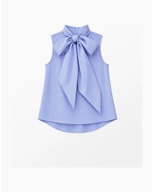 Ro&zo Striped Bow-Detail Sleeveless Blouse - Blue
