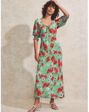 Ro&zo Petite And Poppy-Print Tie-Detail Dress - Red