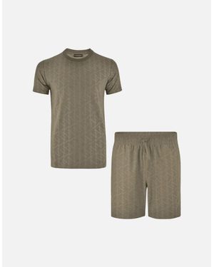 Emporio Armani Monogram All Over Short Set - Natural