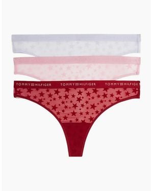 Tommy Hilfiger 3-Pack Mesh Stars Thongs Gift Set - Red