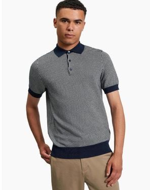 Ben Sherman Bicoloured Textured Short Sleeve Polo Shirt - Grey