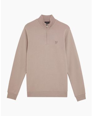 Lyle & Scott Lyle & Scott Tonal Superfine Quarter Zip Sweatshirt - Natural
