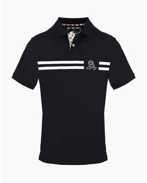 Aquascutum Collared Neck Short Sleeve Polo Shirt - Black