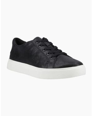 TOMS Kameron Lace-Up Leather Metallic Trainers - Black