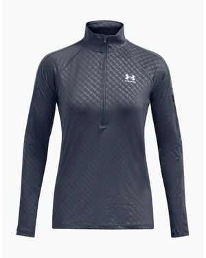 Under Armour Embossed Zip Neck Long Sleeve Tech Athletic Top - Blue