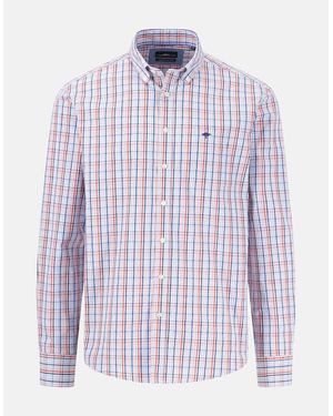 Fynch-Hatton Combi Check Shirt Poppy - Red