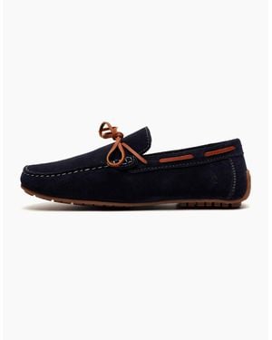 Hush Puppies Reuben Suede Leather Boat Shoes Tan - Black
