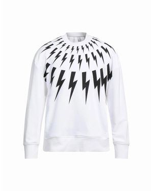 Neil Barrett Fair Isle Thunderbolt Oversize Sweatshirt - White
