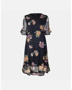 Vero Moda Mo Smilla V-Neck Midi Milkmaid Dress - Blue